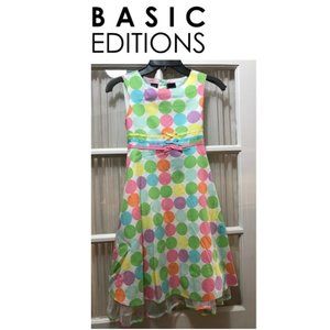 Basic Editions multi-color, polka dot, sleeveless dress; girls size large